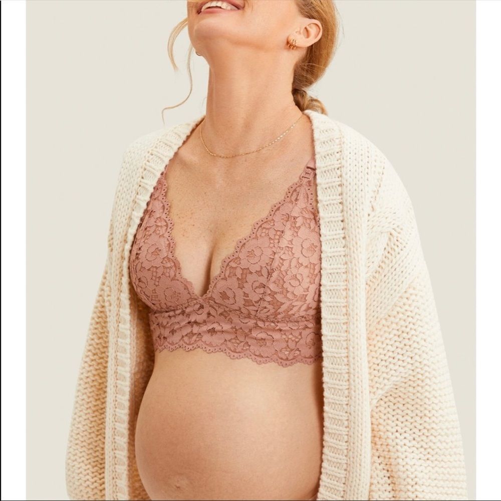 Momanda pink lace nursing bra NWT